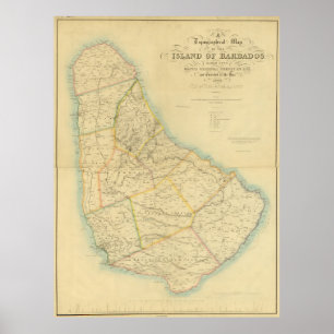 Poster Carte vintage de la Barbade (1846)