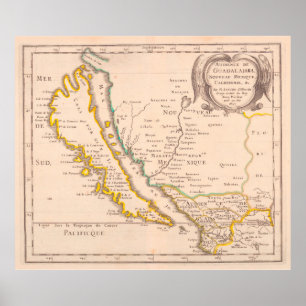 Poster Carte vintage de la Californie (1657)