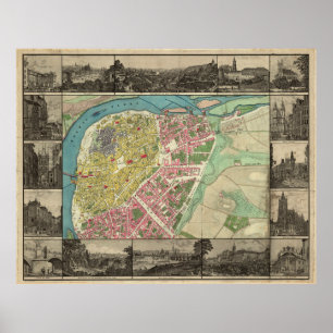 Poster Carte Vintage de la République tchèque de Prague (