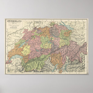 Poster Carte vintage de la Suisse - années 1920