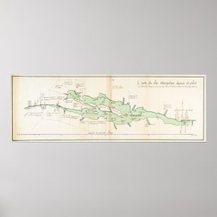 Poster Carte vintage de lac Champlain (1739)