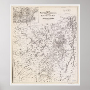 Poster Carte vintage de l'Adirondacks New York