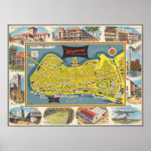 Carte vintage de l'affiche de la lagune de Kingswa