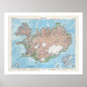Poster Carte vintage de l'affiche Islande