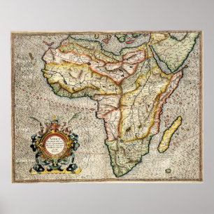 Poster Carte vintage de l'Afrique (1596)