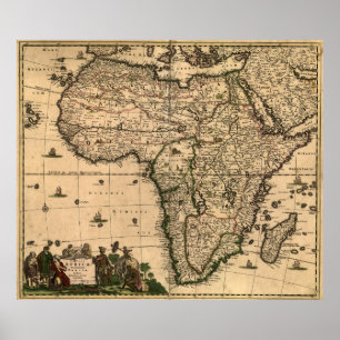 Poster Carte vintage de l'Afrique (1688)