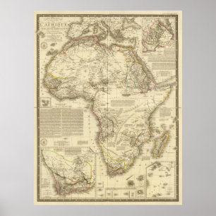 Poster Carte vintage de l'Afrique (1828)