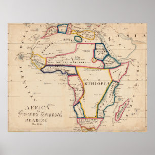 Poster Carte vintage de l'Afrique (1831)
