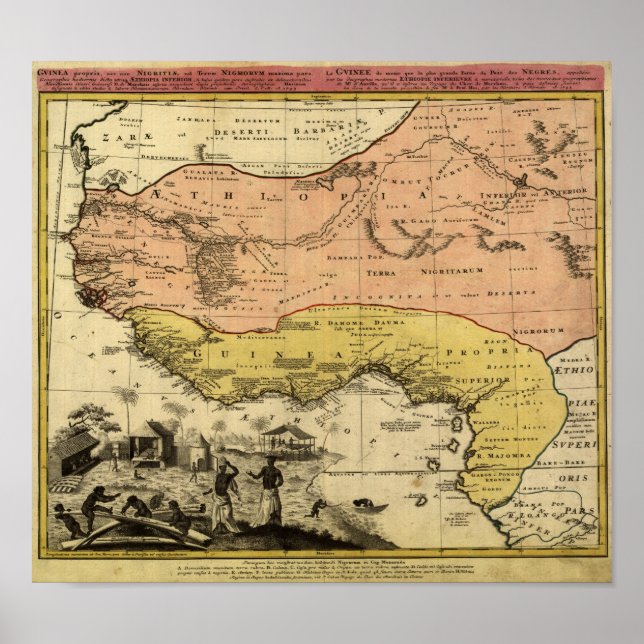 Poster Carte vintage de l'Afrique de l'Ouest 1743 (Devant)