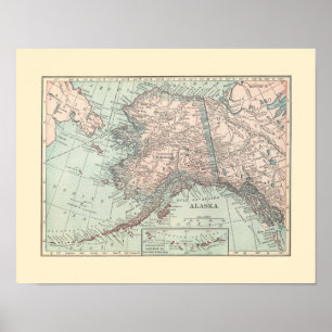 Poster Carte vintage de l'Alaska