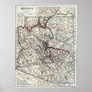 Poster Carte vintage de l'Arizona (1911)