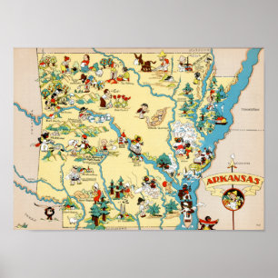 Poster Carte Vintage de l'Arkansas
