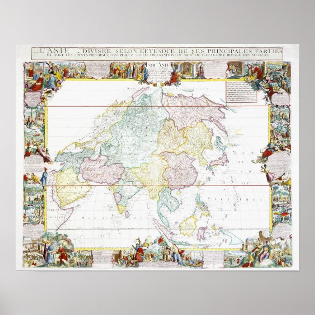 Poster Carte vintage de l'Asie | 1786 (Devant)