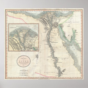 Poster Carte vintage de l'Egypte (1805)