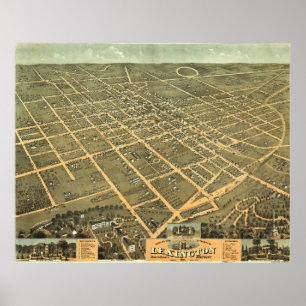 Poster Carte vintage de Lexington Kentucky (1871)
