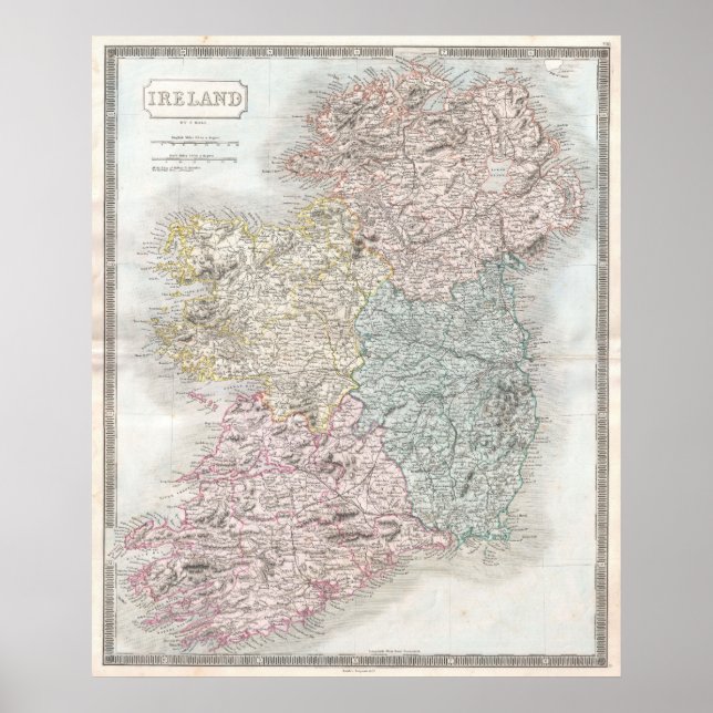 Poster Carte vintage de l'Irlande (Devant)