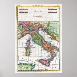 Poster Carte vintage de l'Italie (1780)