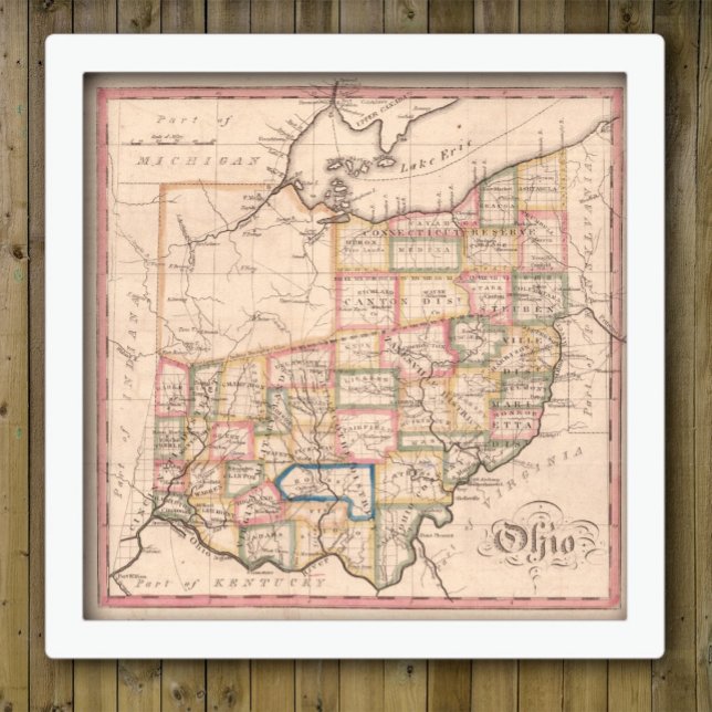 Poster Carte vintage de l'Ohio (Créateur téléchargé)