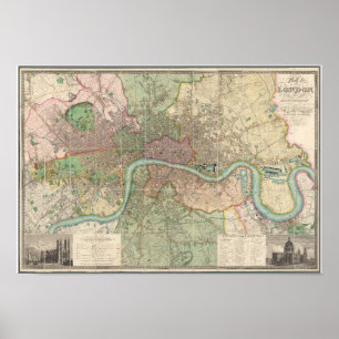 Poster Carte vintage de Londres