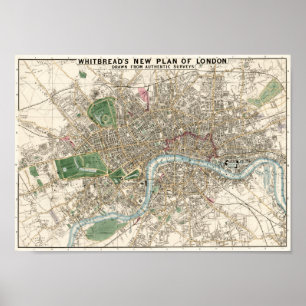 Poster Carte Vintage de Londres Angleterre (1853)