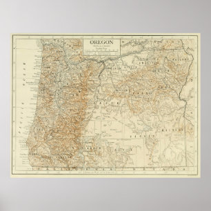 Poster Carte vintage de l'Oregon (1911)