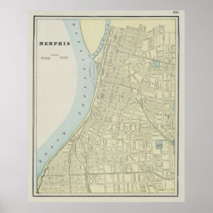 Poster Carte vintage de Memphis Tennessee (1901)