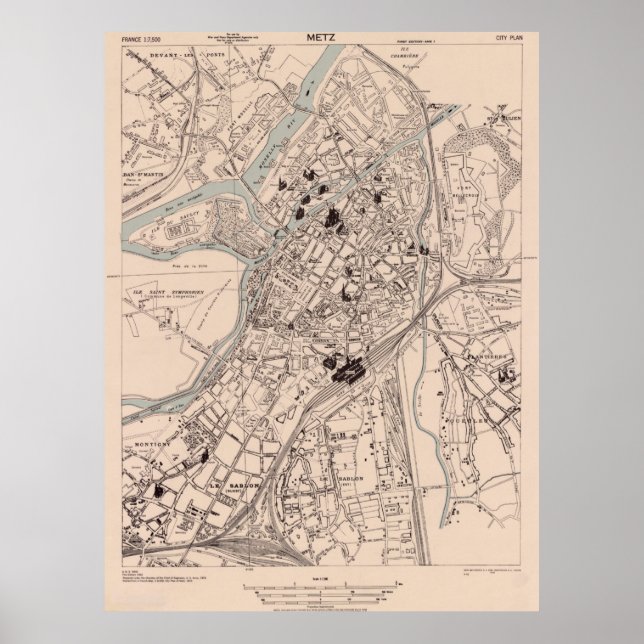 Poster Carte vintage de Metz France (1943) (Devant)