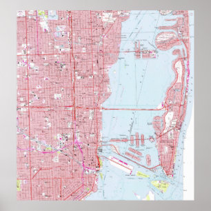 Poster Carte vintage de Miami Floride (1962)