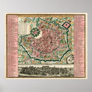 Poster Carte Vintage de Milan Italie (1730)