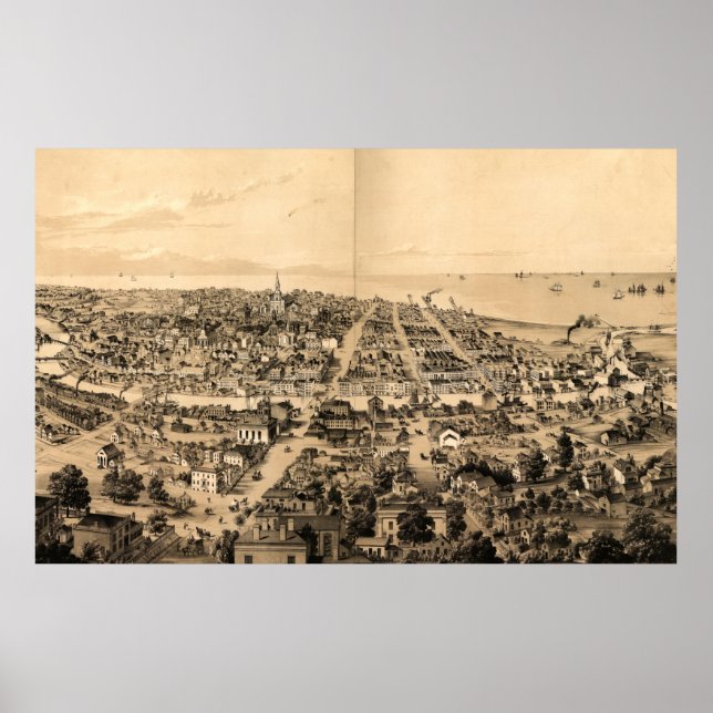 Poster Carte vintage de Milwaukee (1854) (Devant)