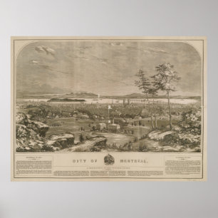 Poster Carte vintage de Montréal Canada (1856)