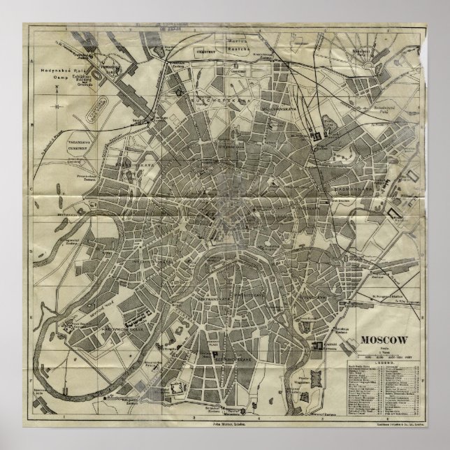 Poster Carte vintage de Moscou (1893) (Devant)