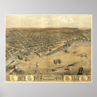 Carte vintage de Muskegon Michigan (1868)