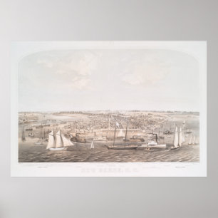 Poster Carte vintage de New Bern NC (1864)