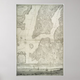 Poster Carte vintage de New York (1776)