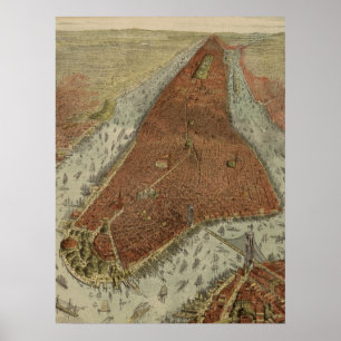 Poster Carte vintage de New York (1879) 2
