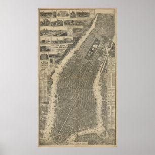 Poster Carte vintage de New York (1879) 4