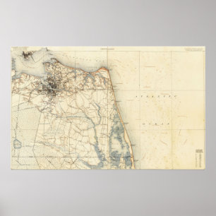 Poster Carte vintage de Norfolk et Virginia Beach (1891)