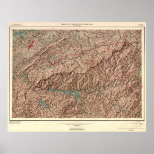 Poster Carte vintage de parc national de Great Smoky