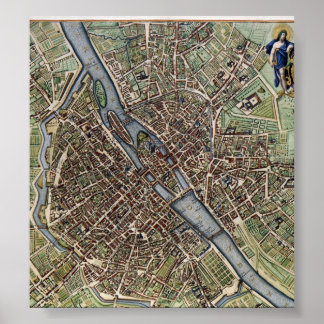 Poster Carte vintage de Paris