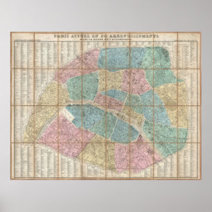 Poster Carte vintage de Paris France (1867)