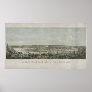 Poster Carte vintage de Pittsburgh PA (1871)