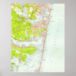 Poster Carte vintage de Point Pleasant NJ (1953)