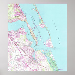 Poster Carte vintage de Port St Lucie Inlet (1948)