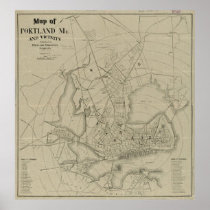 Poster Carte vintage de Portland Maine (1902)