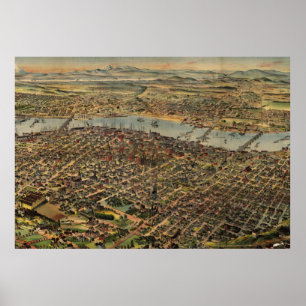 Poster Carte vintage de Portland Oregon (1890)