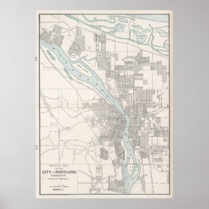 Poster Carte vintage de Portland Orégon (1901)