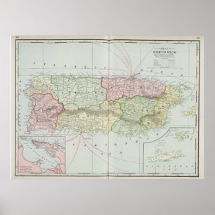 Poster Carte vintage de Porto Rico (1901)