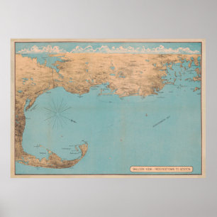 Poster Carte vintage de Provincetown à Boston MA (1879)