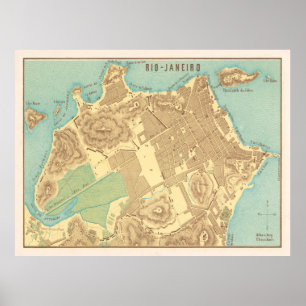 Poster Carte vintage de Rio de Janeiro Brésil (1858)